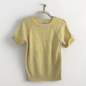 Vintage Eastwind Textured Short Sleeve Scoopneck Sweater Butter Yellow Size Med